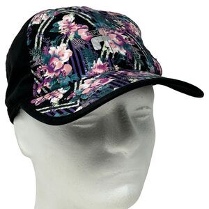Fila Sport Floral Dad Hat Cap Unisex Womens Black Strapback Flowers Hawaiian